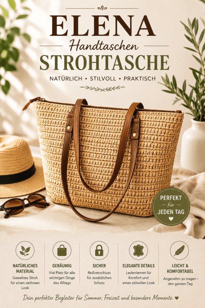 Elena Handtaschen Strohtasche – natürliche und stilvolle Sommertasche