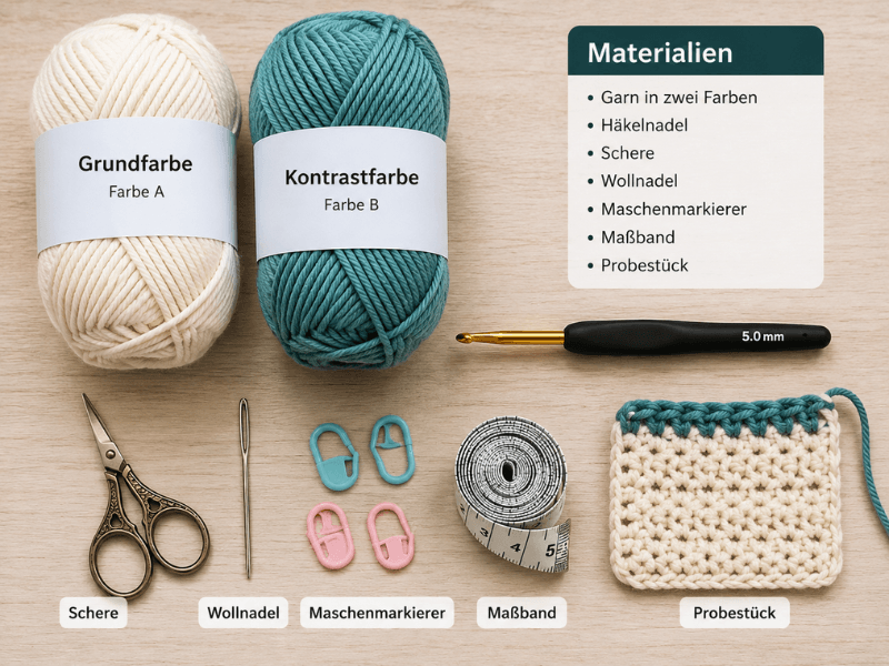 Häkeln mit Farbwechsel Materialien für eine Kontrastkante