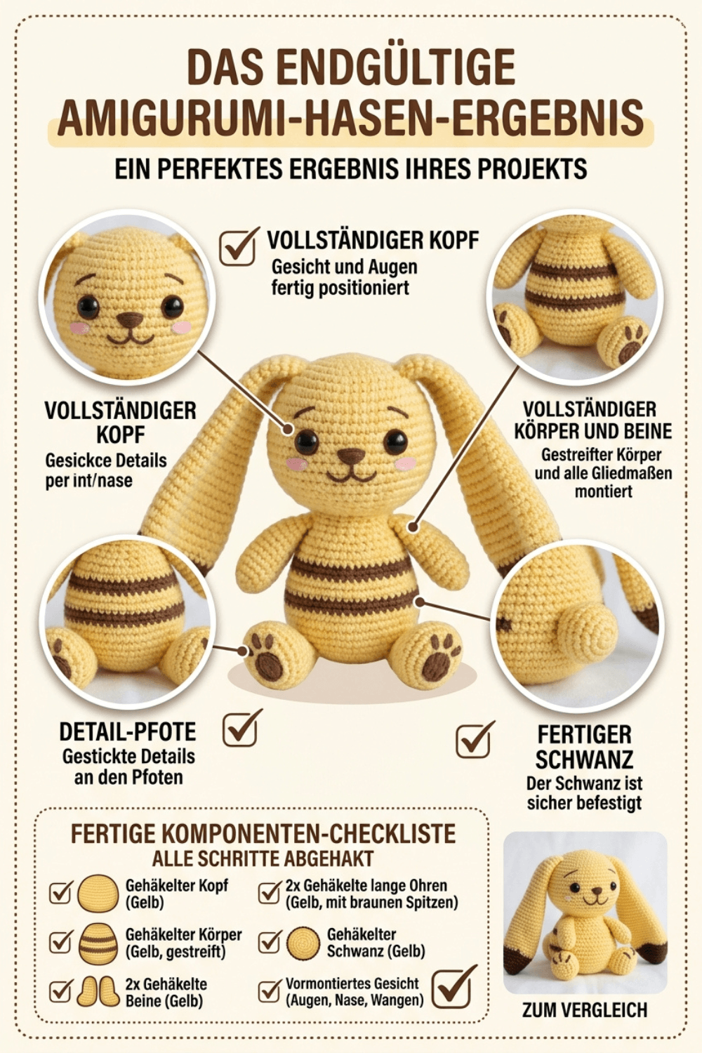 Pinterest-Infografik zur Pikachu-Häkelanleitung mit 7 einfachen Tipps für Anfänger und Checkliste.