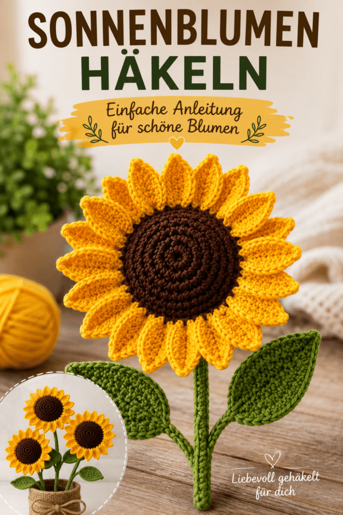 Sonnenblumen häkeln einfache Anleitung für schöne Blumen