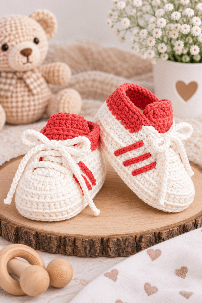 Kostenlose Häkelanleitung für süße Baby-Sneaker-Schuhe